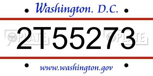 2T55273 District Of Columbia License Plate