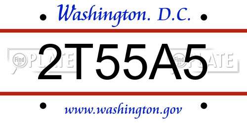 2T55A5 District Of Columbia License Plate