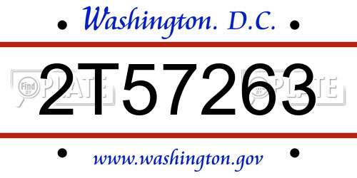 2T57263 District Of Columbia License Plate