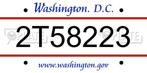 2T58223 District Of Columbia License Plate