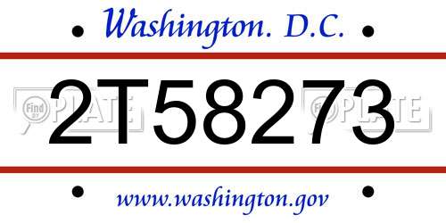 2T58273 District Of Columbia License Plate