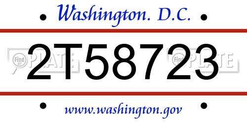 2T58723 District Of Columbia License Plate