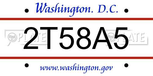 2T58A5 District Of Columbia License Plate