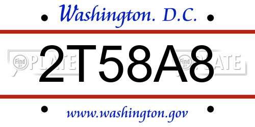 2T58A8 District Of Columbia License Plate