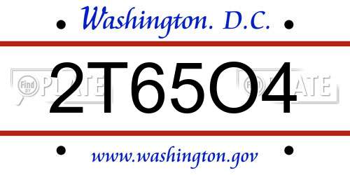 2T65O4 District Of Columbia License Plate