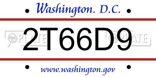 2T66D9 District Of Columbia License Plate