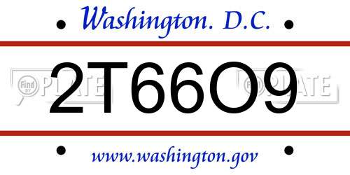 2T66O9 District Of Columbia License Plate