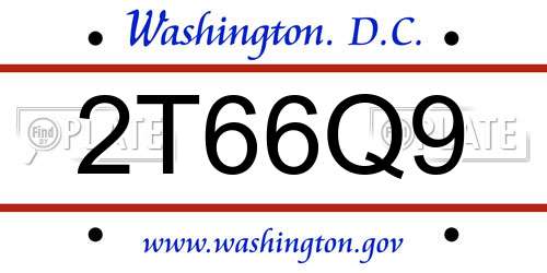 2T66Q9 District Of Columbia License Plate
