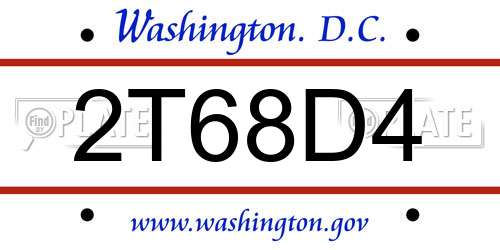 2T68D4 District Of Columbia License Plate