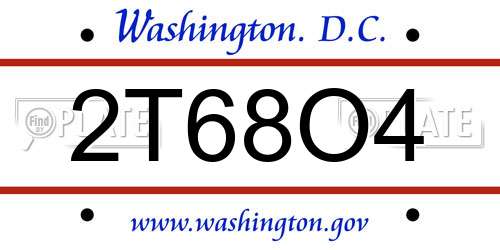 2T68O4 District Of Columbia License Plate