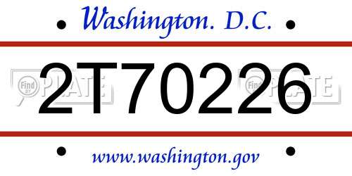 2T70226 District Of Columbia License Plate