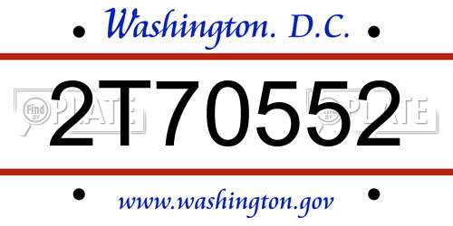 2T70552 District Of Columbia License Plate