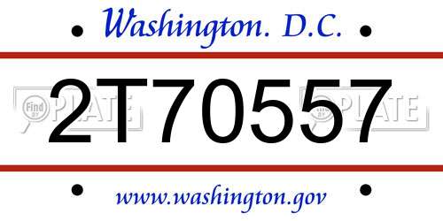 2T70557 District Of Columbia License Plate