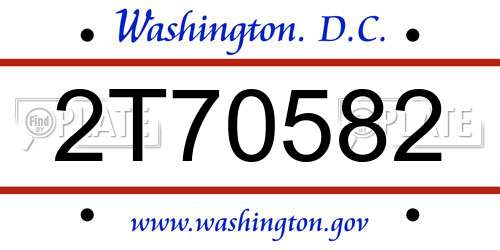 2T70582 District Of Columbia License Plate