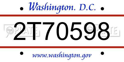 2T70598 District Of Columbia License Plate