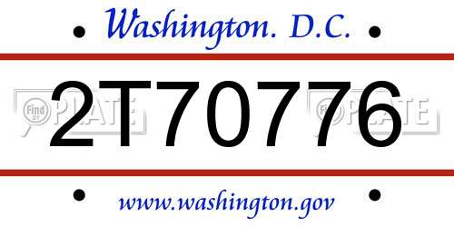 2T70776 District Of Columbia License Plate