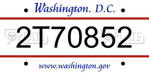 2T70852 District Of Columbia License Plate