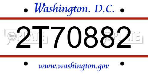 2T70882 District Of Columbia License Plate