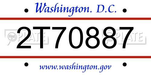 2T70887 District Of Columbia License Plate