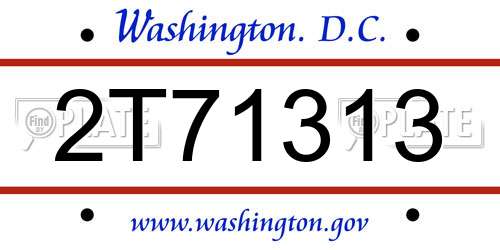 2T71313 District Of Columbia License Plate