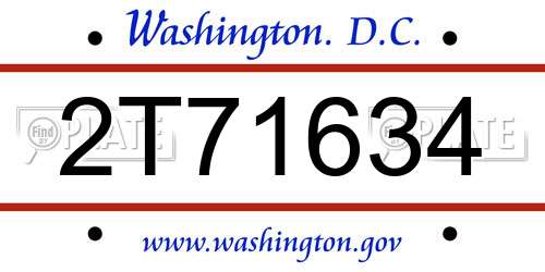 2T71634 District Of Columbia License Plate