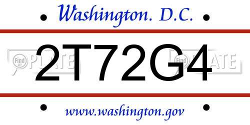 2T72G4 District Of Columbia License Plate