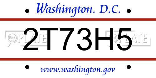 2T73H5 District Of Columbia License Plate