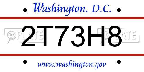 2T73H8 District Of Columbia License Plate