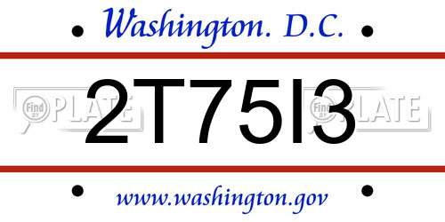 2T75I3 District Of Columbia License Plate