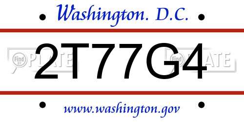 2T77G4 District Of Columbia License Plate