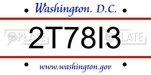 2T78I3 District Of Columbia License Plate