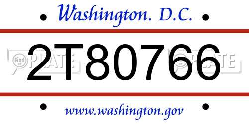2T80766 District Of Columbia License Plate