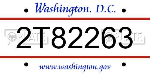 2T82263 District Of Columbia License Plate