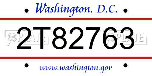 2T82763 District Of Columbia License Plate