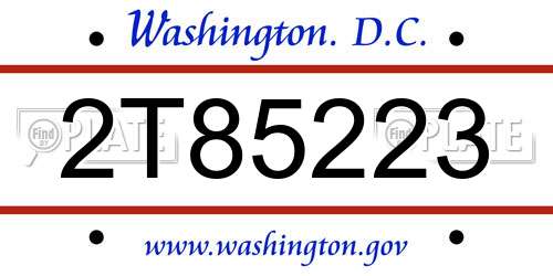 2T85223 District Of Columbia License Plate
