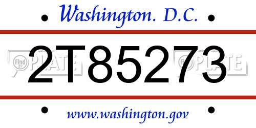 2T85273 District Of Columbia License Plate