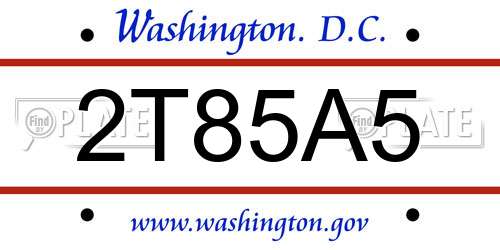 2T85A5 District Of Columbia License Plate