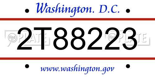 2T88223 District Of Columbia License Plate
