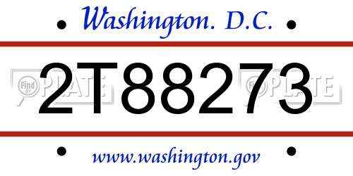 2T88273 District Of Columbia License Plate