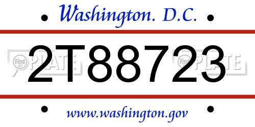 2T88723 District Of Columbia License Plate