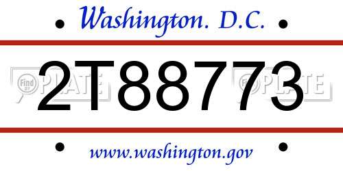 2T88773 District Of Columbia License Plate
