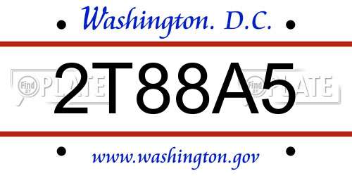 2T88A5 District Of Columbia License Plate