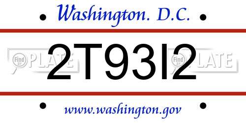 2T93I2 District Of Columbia License Plate