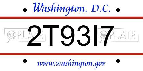 2T93I7 District Of Columbia License Plate