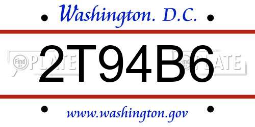 2T94B6 District Of Columbia License Plate