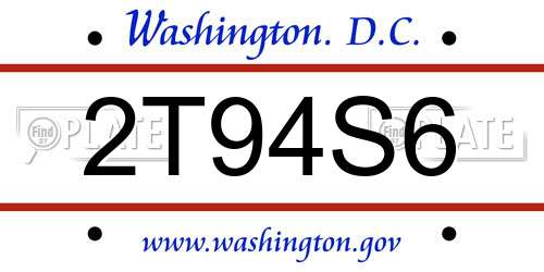 2T94S6 District Of Columbia License Plate
