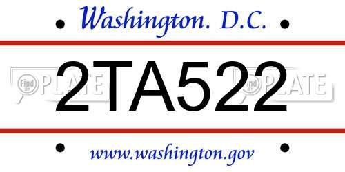 2TA522 District Of Columbia License Plate