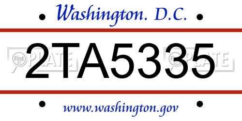 2TA5335 District Of Columbia License Plate