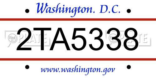 2TA5338 District Of Columbia License Plate