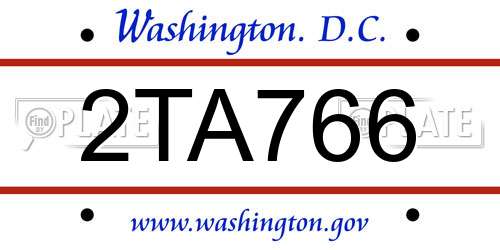2TA766 District Of Columbia License Plate